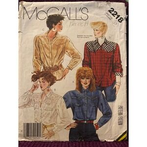 McCalls Sewing pattern 2218 western button down top sz 10